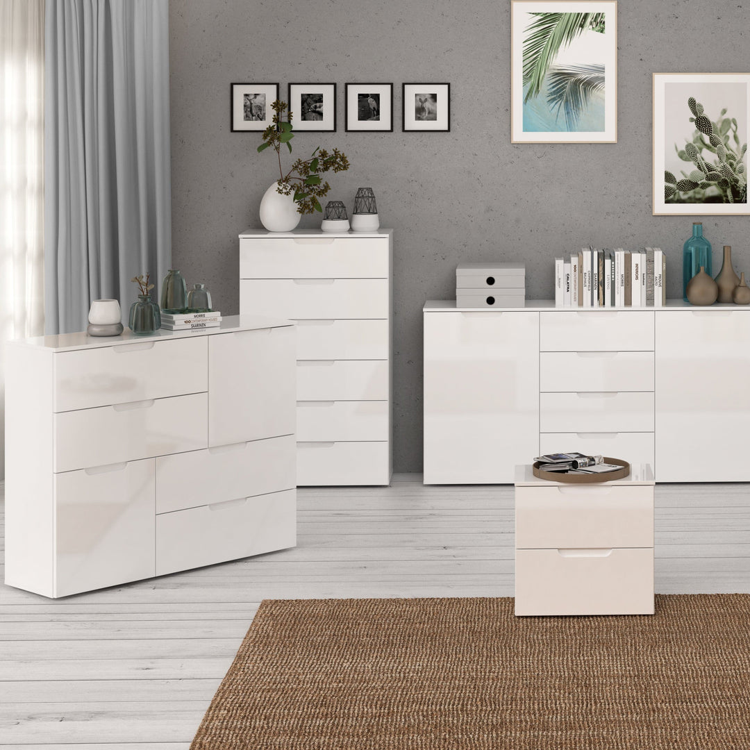 Sienna Chest of 6 Drawers in White/White High Gloss - TidySpaces