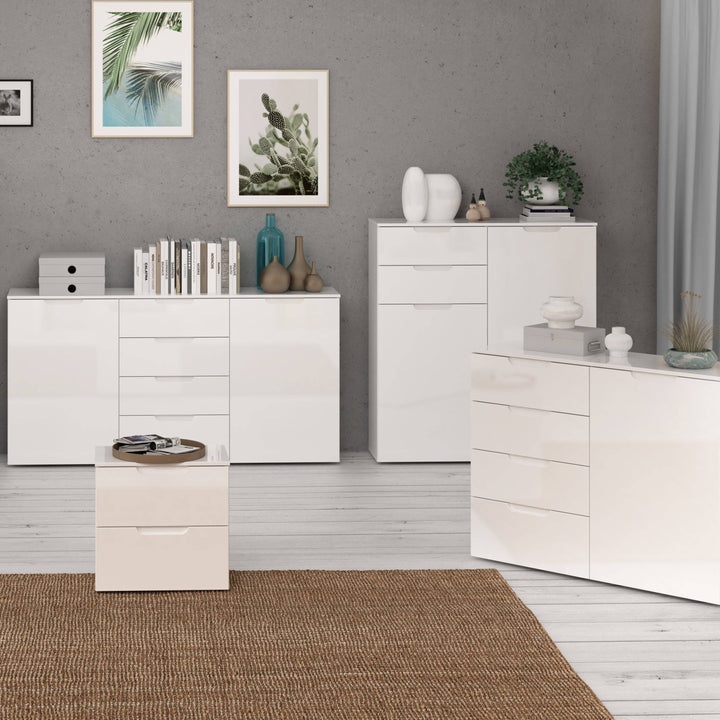 Sienna Chest of Drawers in White/White High Gloss - TidySpaces