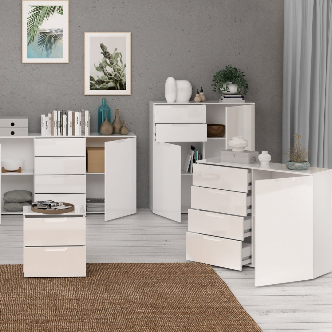 Sienna Chest of Drawers in White/White High Gloss - TidySpaces