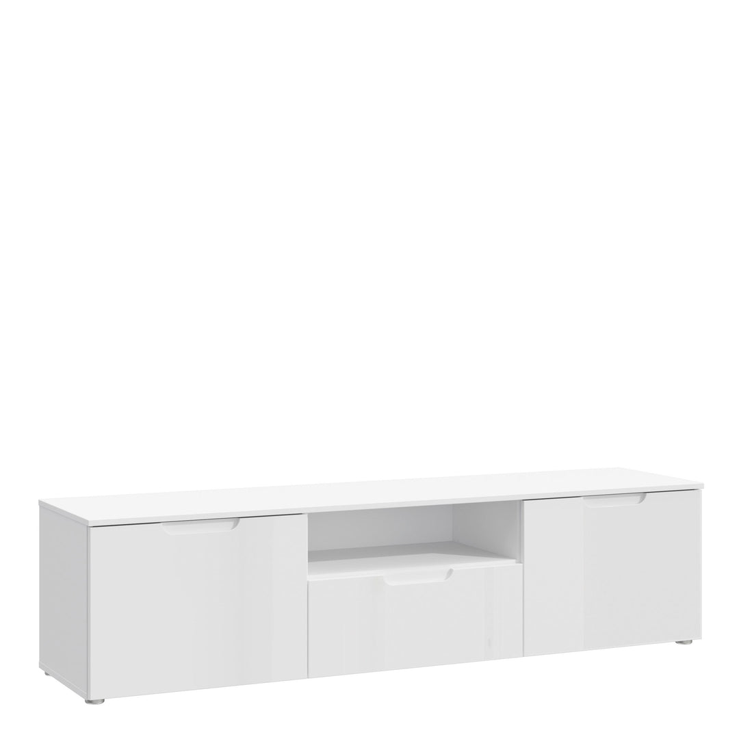 Sienna TV Unit  in White/White High Gloss - TidySpaces