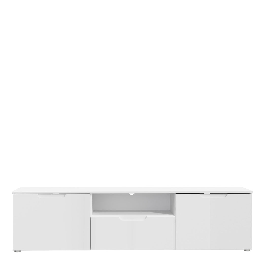 Sienna TV Unit  in White/White High Gloss - TidySpaces