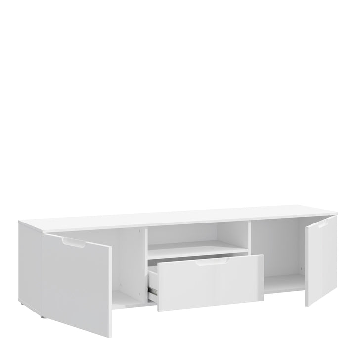 Sienna TV Unit  in White/White High Gloss - TidySpaces