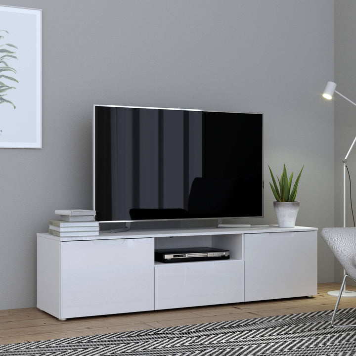 Sienna TV Unit  in White/White High Gloss - TidySpaces