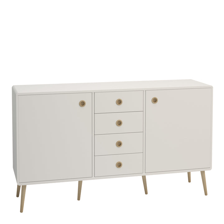 Softline Sideboard 2 Doors + 4 Drawers, White 050 - TidySpaces