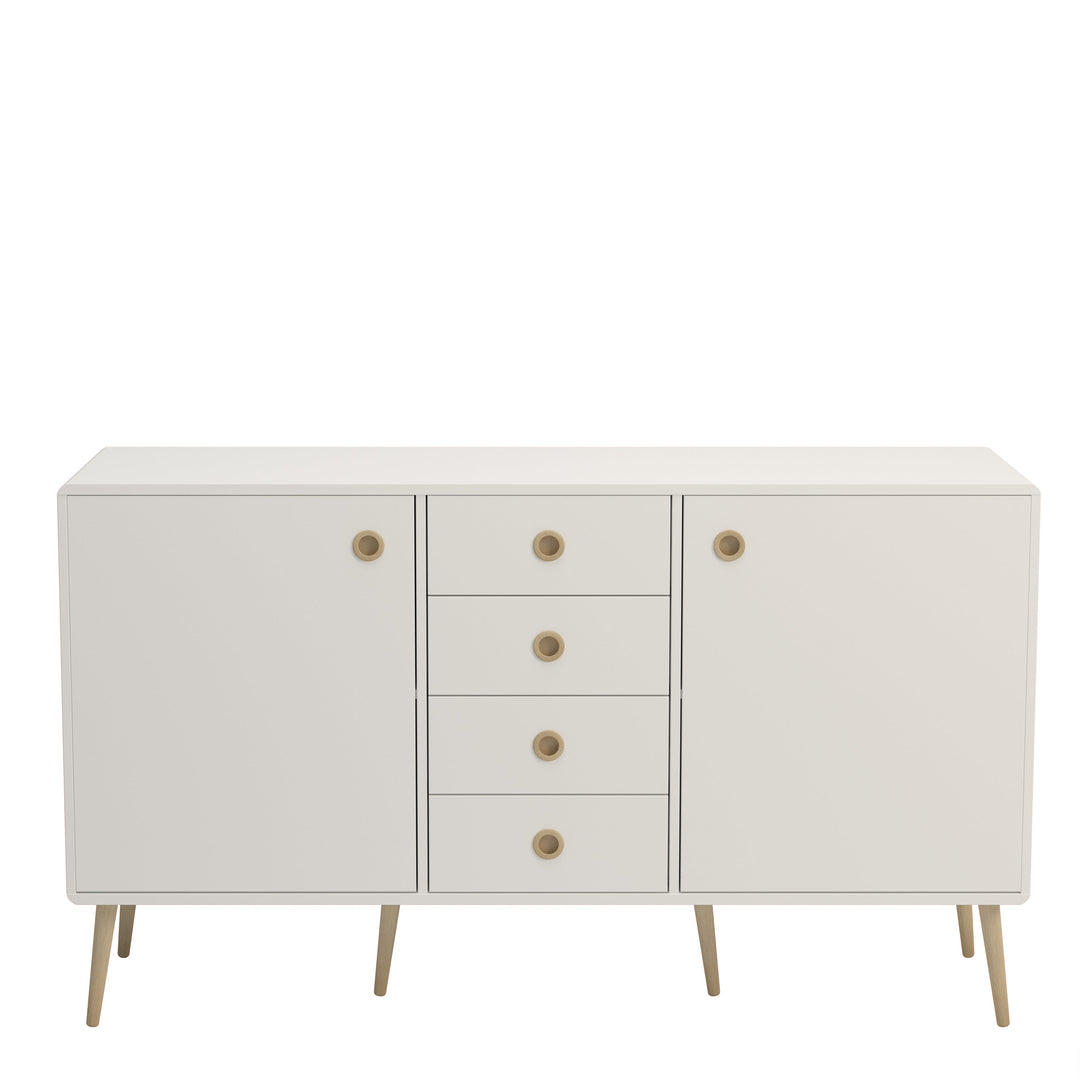 Softline Sideboard 2 Doors + 4 Drawers, White 050 - TidySpaces