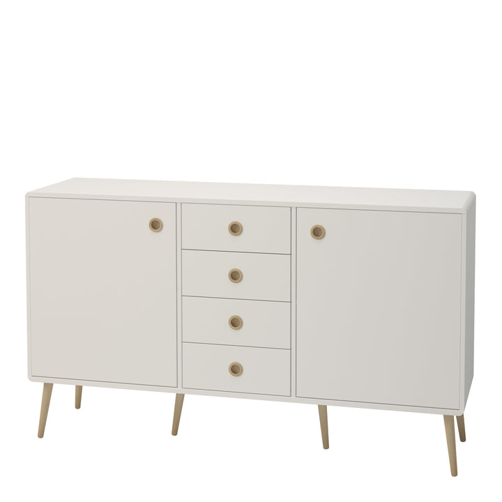 Softline Sideboard 2 Doors + 4 Drawers, White 050 - TidySpaces