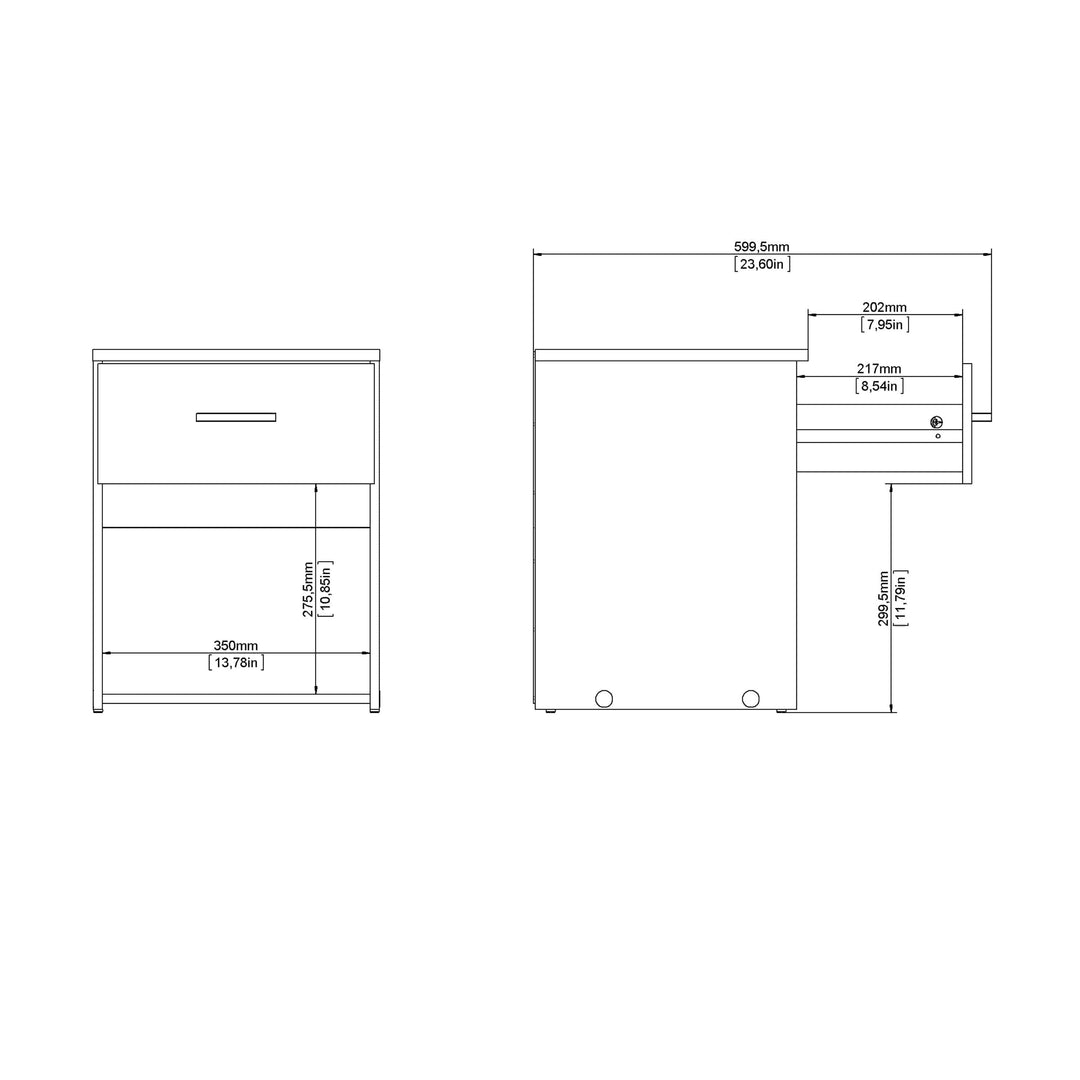 Space Bedside 1 Drawer in Oak - TidySpaces