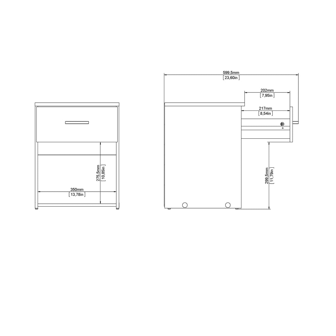 Space Bedside 1 Drawer in White - TidySpaces