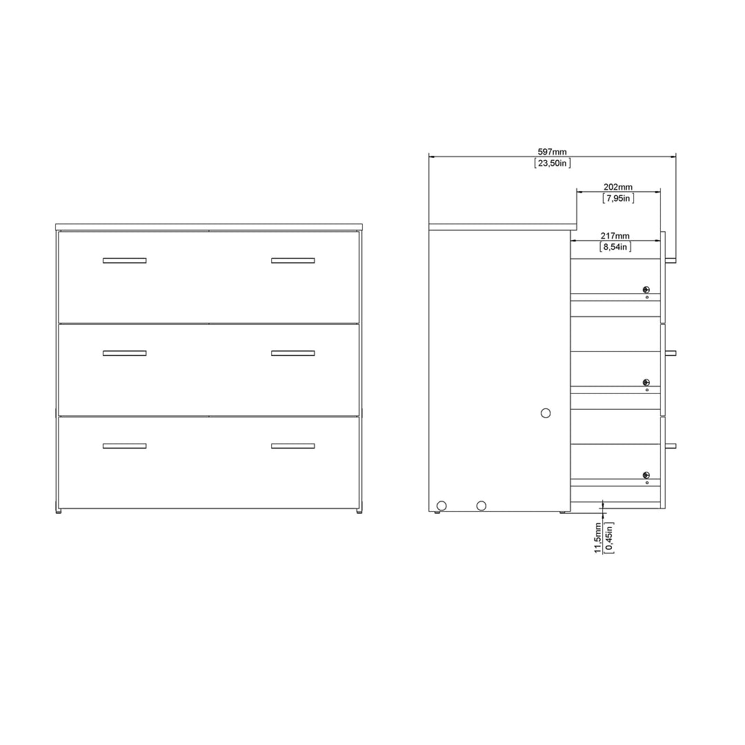 Space Chest of 3 Drawers in Oak - TidySpaces