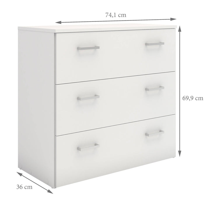 Space Chest of 3 Drawers in White - TidySpaces