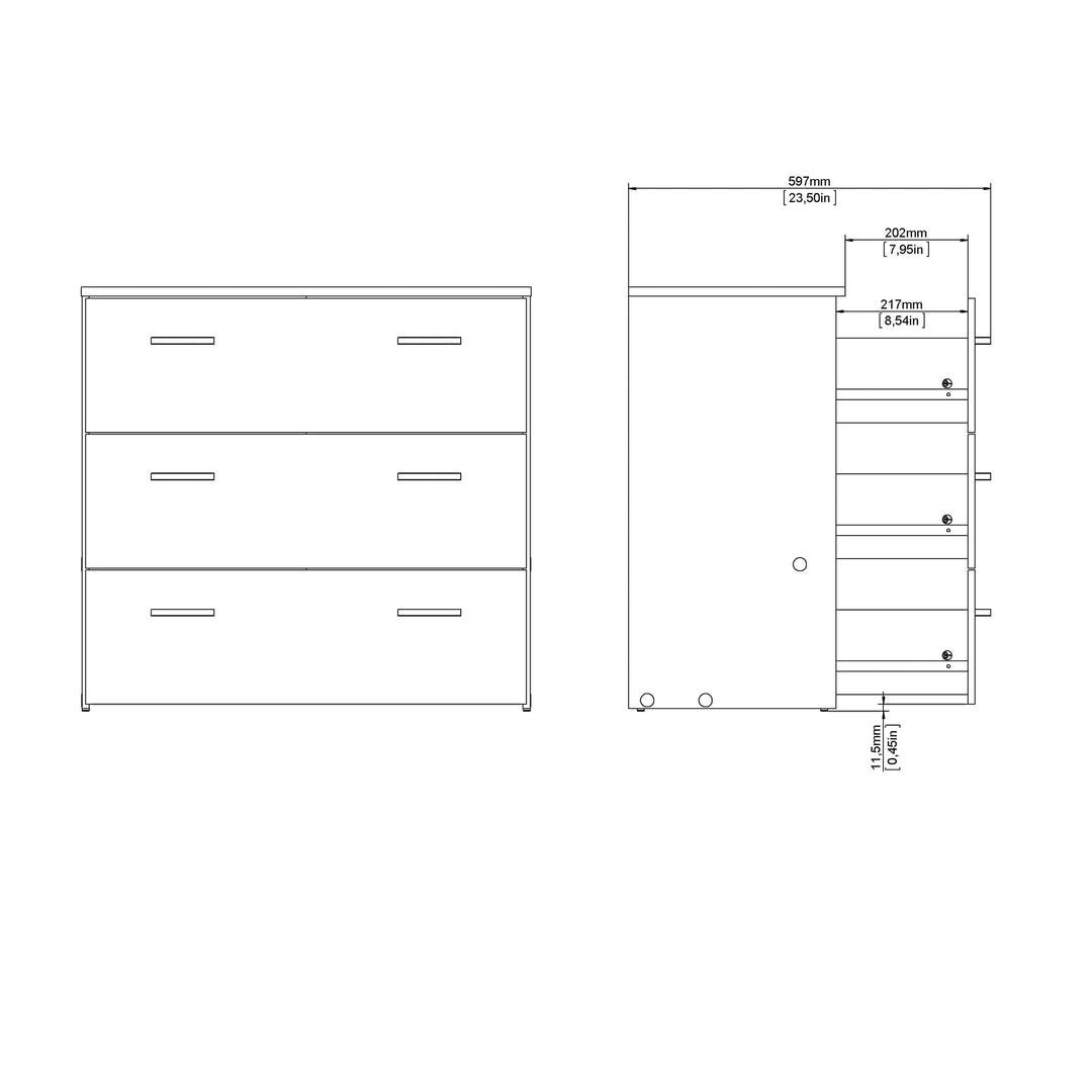 Space Chest of 3 Drawers in White - TidySpaces