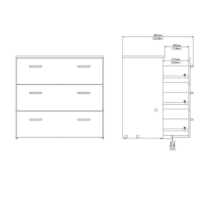 Space Chest of 3 Drawers in White - TidySpaces