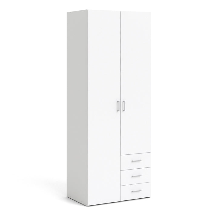 Space Wardrobe - 2 Doors 3 Drawers in White 2000 - TidySpaces