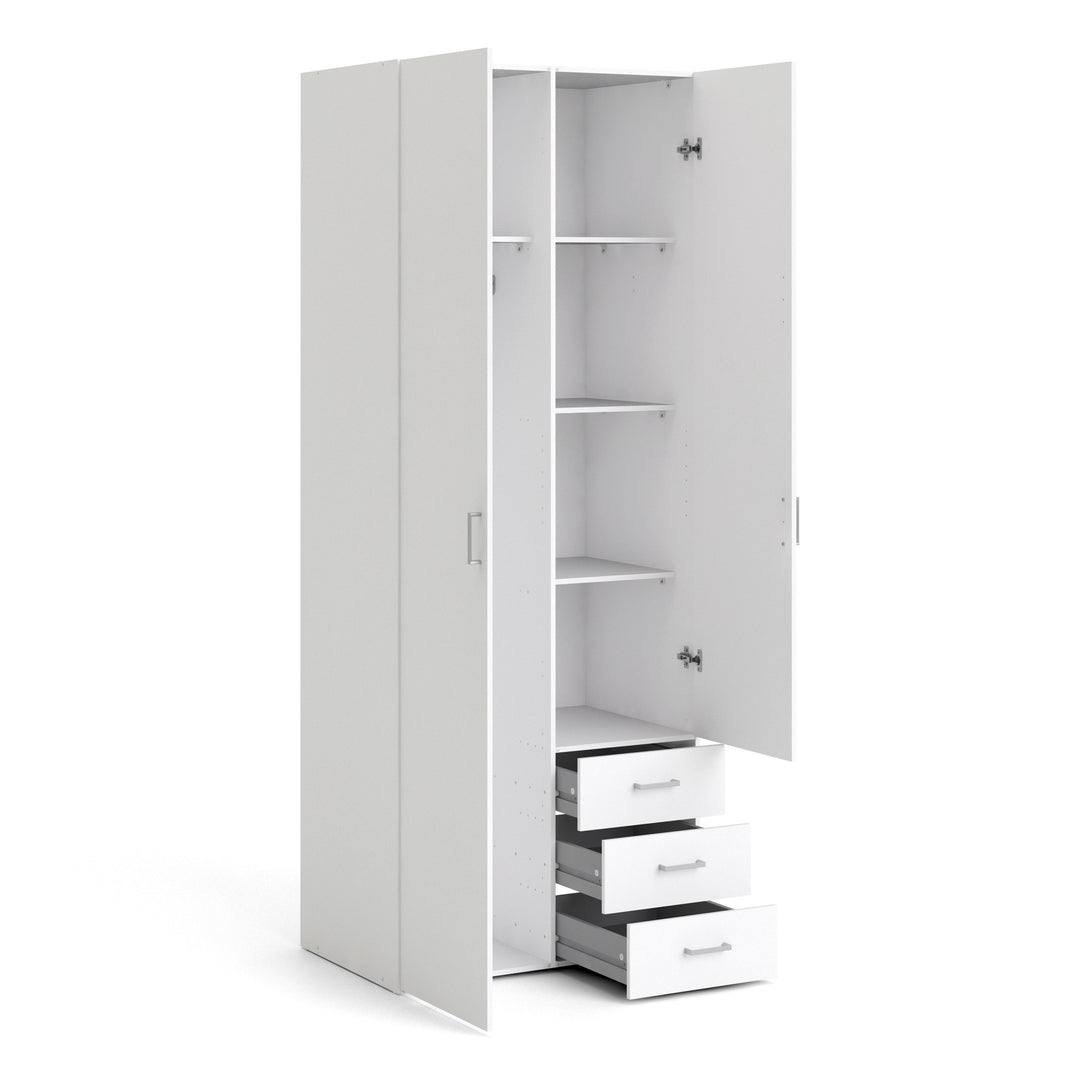 Space Wardrobe - 2 Doors 3 Drawers in White 2000 - TidySpaces