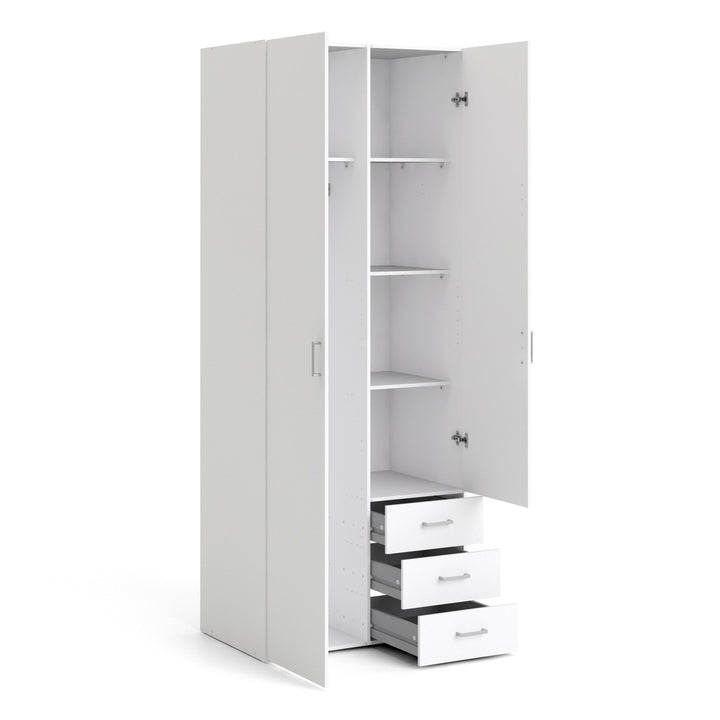 Space Wardrobe - 2 Doors 3 Drawers in White 2000 - TidySpaces