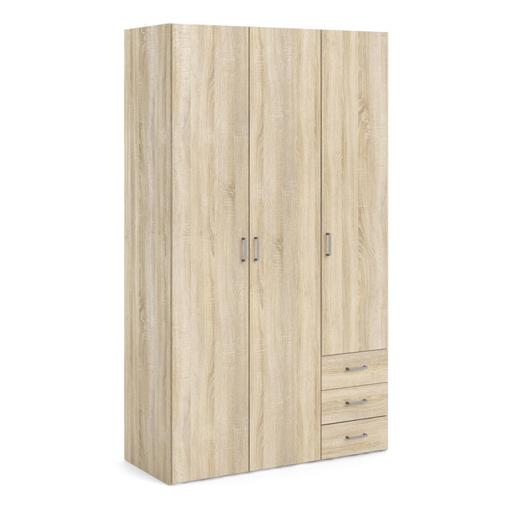 Space Wardrobe - 3 Doors 3 Drawers in Oak 2000 - TidySpaces