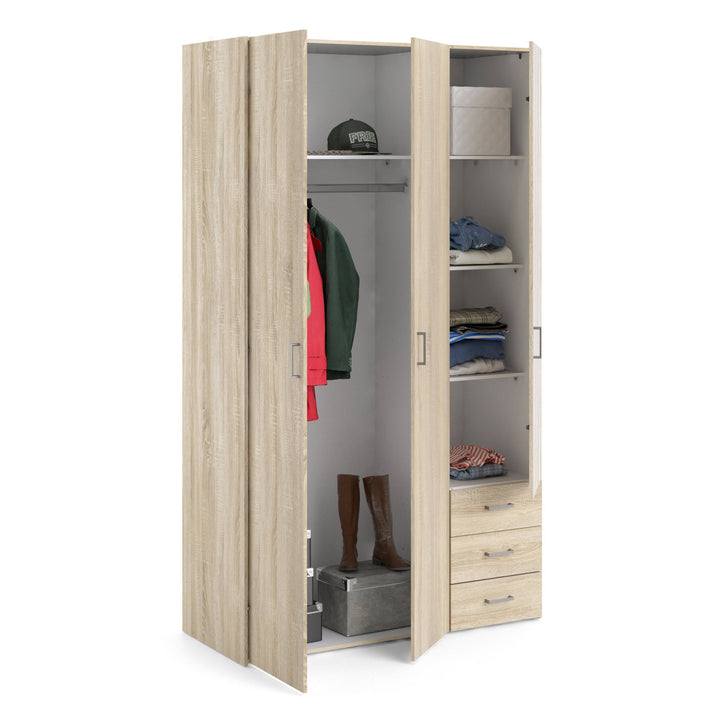 Space Wardrobe - 3 Doors 3 Drawers in Oak 2000 - TidySpaces