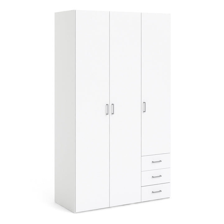 Space Wardrobe - 3 Doors 3 Drawers in White 2000 - TidySpaces