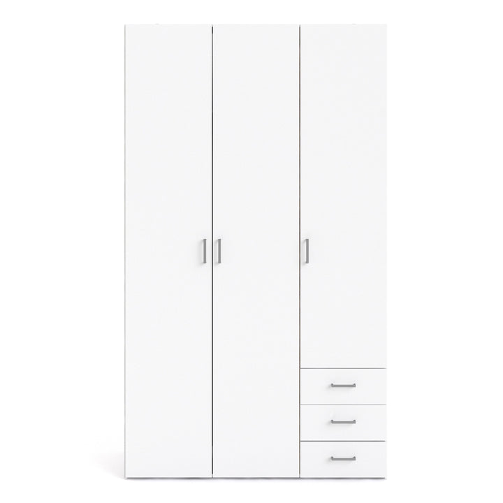 Space Wardrobe - 3 Doors 3 Drawers in White 2000 - TidySpaces