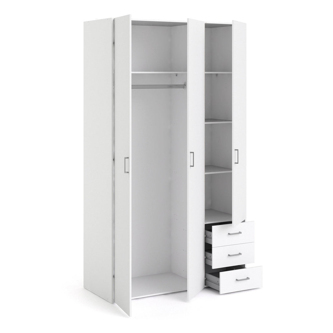 Space Wardrobe - 3 Doors 3 Drawers in White 2000 - TidySpaces