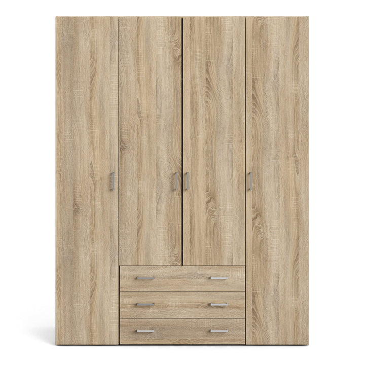 Space Wardrobe - 4 Doors 3 Drawers in Oak 2000 - TidySpaces