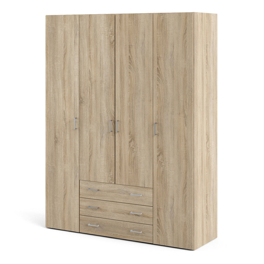 Space Wardrobe - 4 Doors 3 Drawers in Oak 2000 - TidySpaces