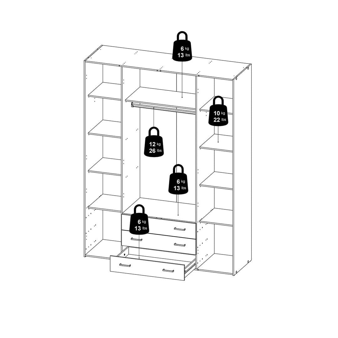 Space Wardrobe - 4 Doors 3 Drawers in White 2000 - TidySpaces