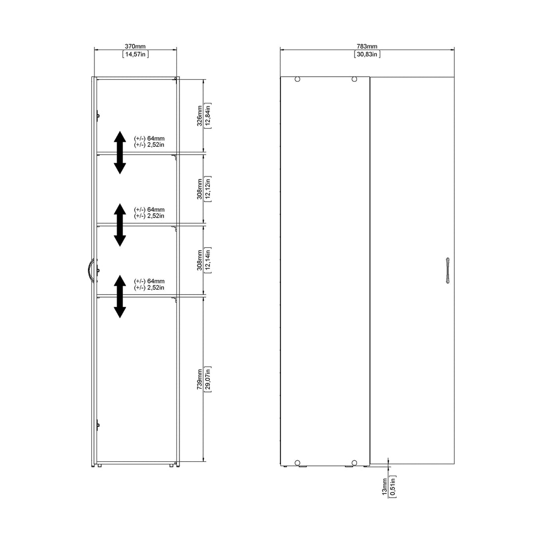 Space Wardrobe with 1 Door in White - TidySpaces