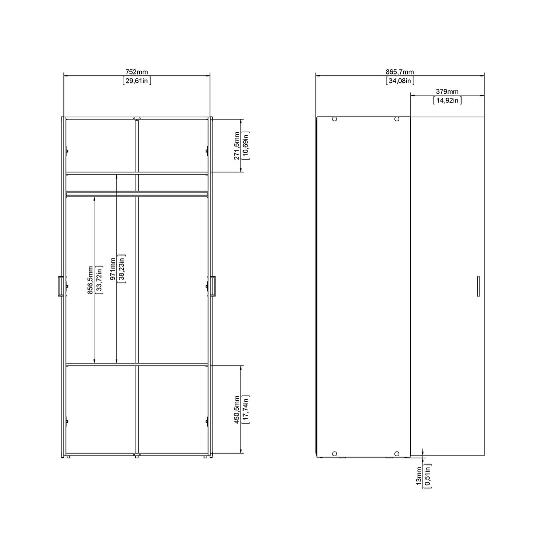 Space Wardrobe with 2 doors White 1750 - TidySpaces