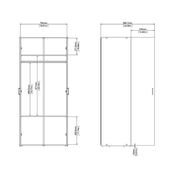 Space Wardrobe with 2 doors White 1750 - TidySpaces