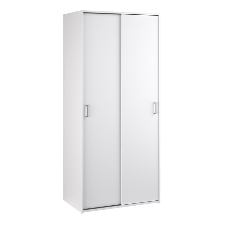 Space Wardrobe with 2 Sliding Doors in White - TidySpaces