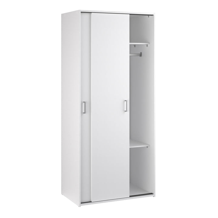 Space Wardrobe with 2 Sliding Doors in White - TidySpaces