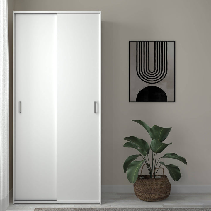 Space Wardrobe with 2 Sliding Doors in White - TidySpaces