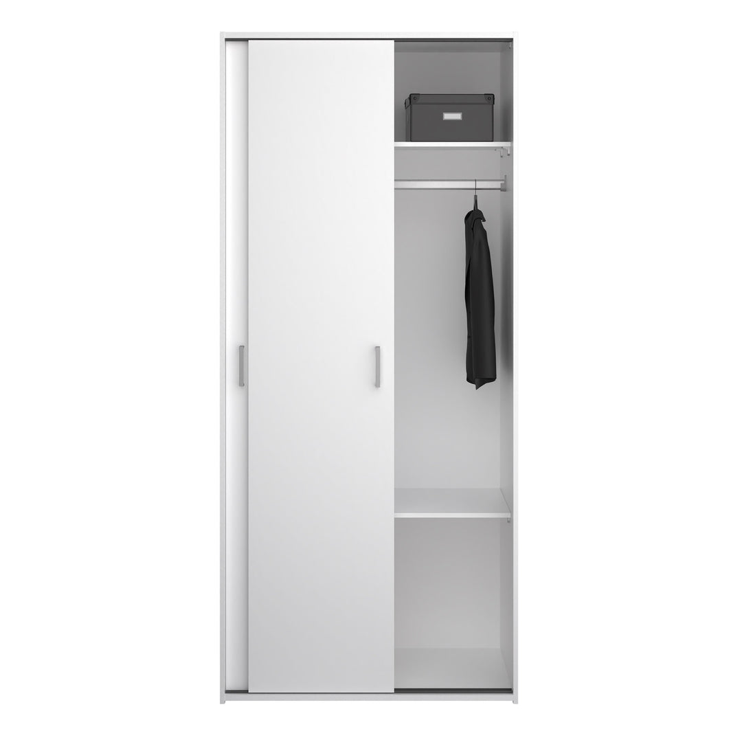 Space Wardrobe with 2 Sliding Doors in White - TidySpaces