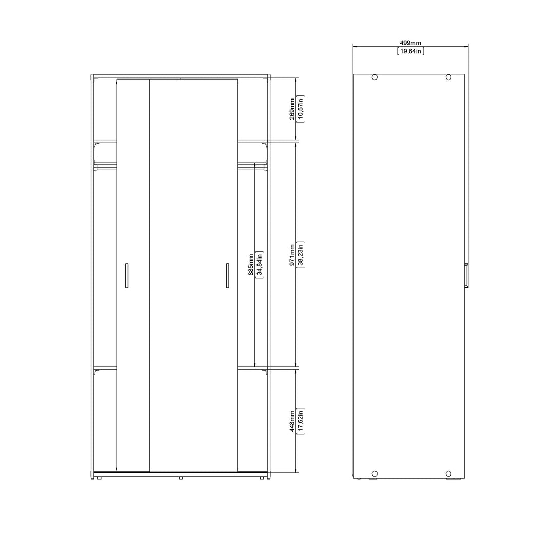 Space Wardrobe with 2 Sliding Doors in White - TidySpaces