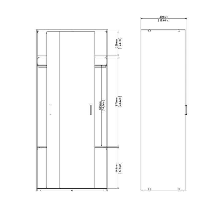 Space Wardrobe with 2 Sliding Doors in White - TidySpaces