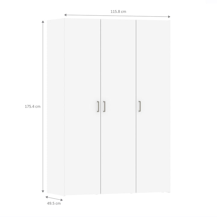 Space Wardrobe with 3 doors White 1750 - TidySpaces