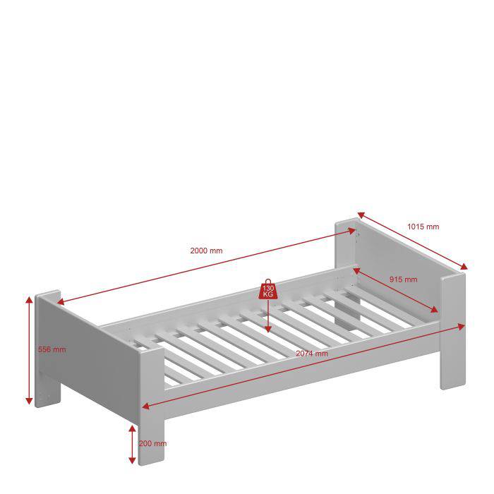 Steens for Kids Single Bed in Whitewash Grey Brown Lacquered - TidySpaces