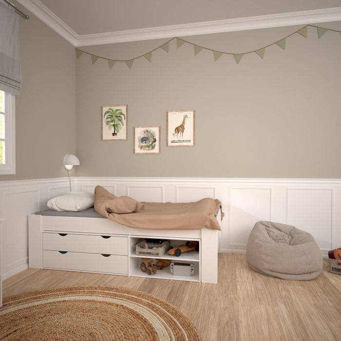 Steens for Kids Single Bed in Whitewash Grey Brown Lacquered - TidySpaces