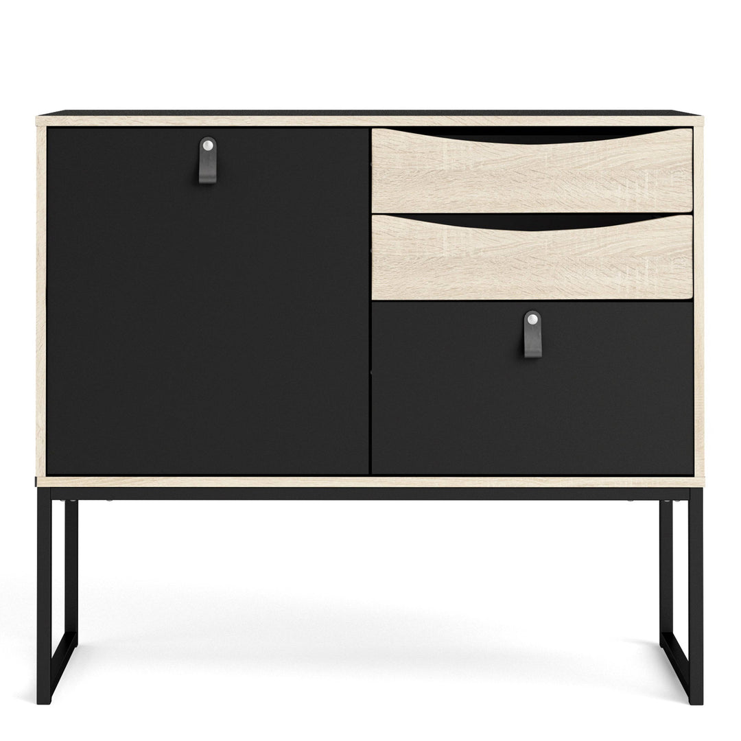 Stubbe Sideboard with 1 door + 3 drawers in Matt Black Oak - TidySpaces