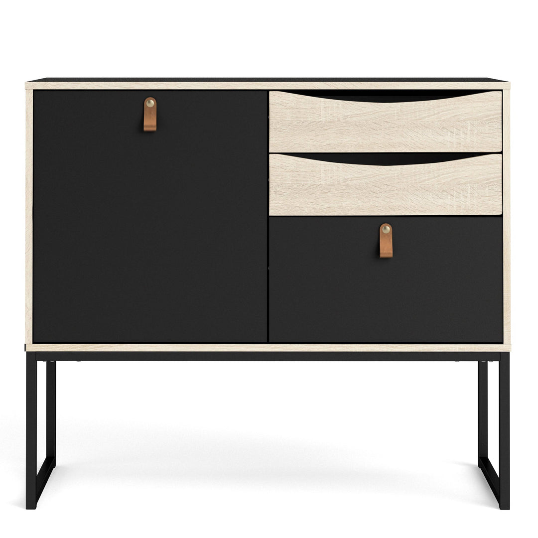 Stubbe Sideboard with 1 door + 3 drawers in Matt Black Oak - TidySpaces