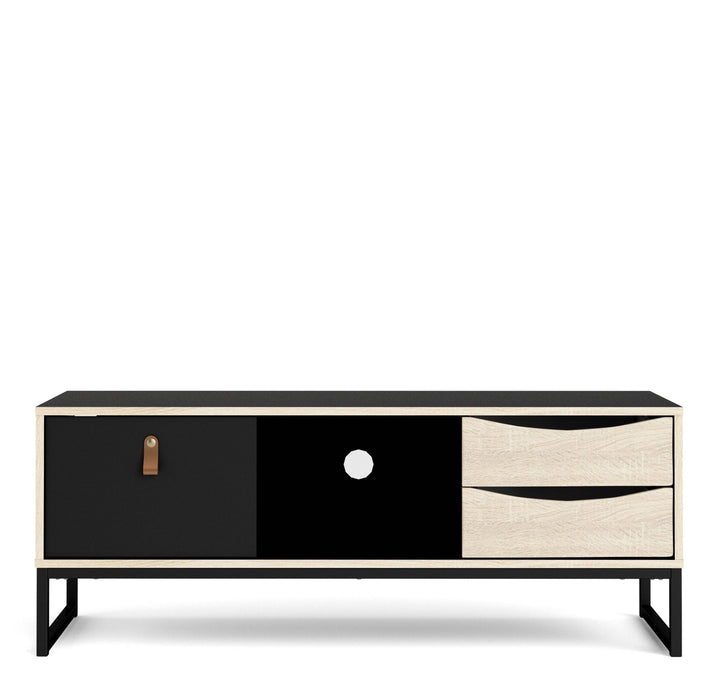 Stubbe TV Unit 1+2 drawers and open shelf in Matt Black Oak - TidySpaces