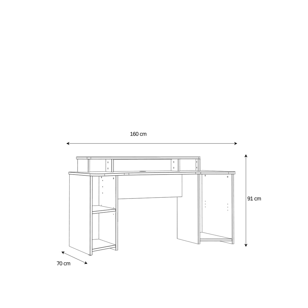 Tezaur Gaming Desk with LED in Matt Black - TidySpaces