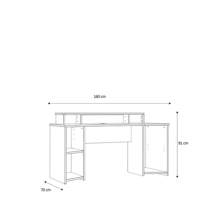 Tezaur Gaming Desk with LED in Matt Black - TidySpaces