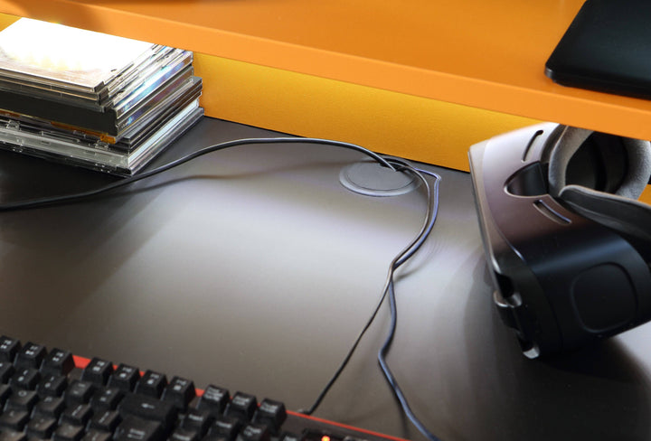 Tezaur Gaming Desk with LED in Matt Black/Orange