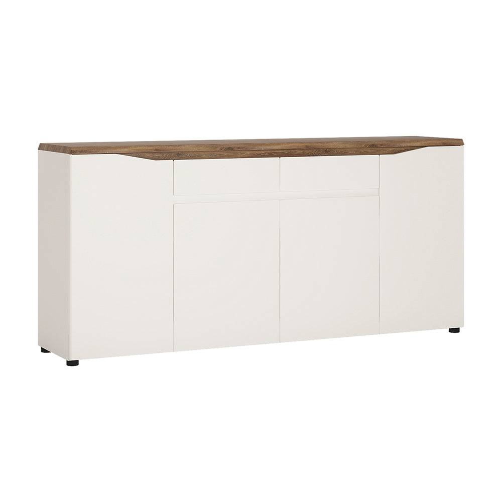Toledo 4 door 2 drawer sideboard in White and Oak - TidySpaces