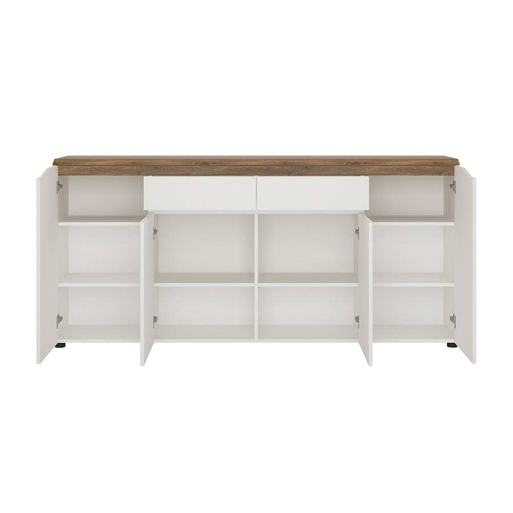 Toledo 4 door 2 drawer sideboard in White and Oak - TidySpaces