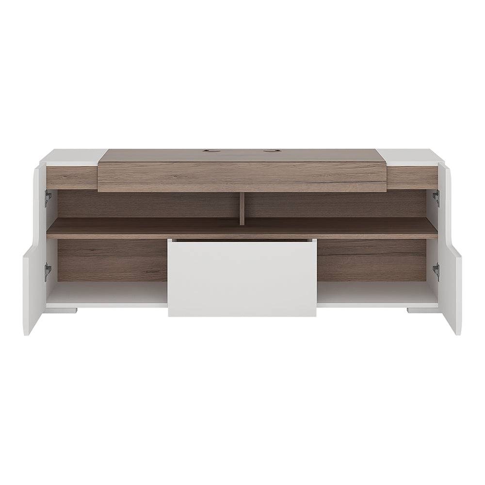 Toronto 140 cm wide TV Cabinet In White and Oak - TidySpaces