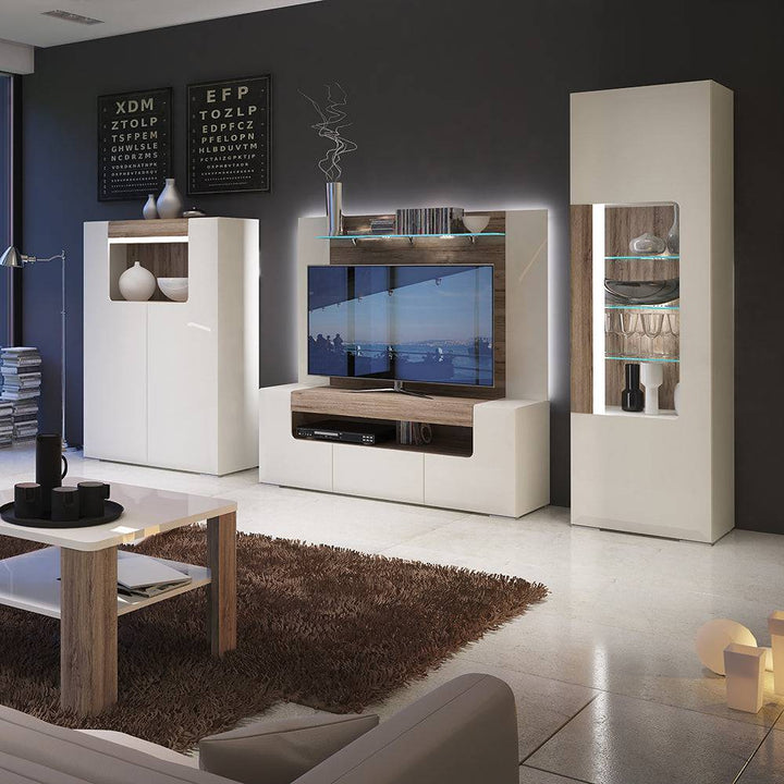 Toronto 140 cm wide TV Cabinet In White and Oak - TidySpaces