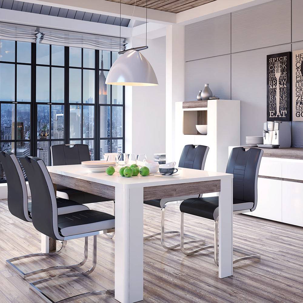 Toronto 160 cm Dining Table In White and Oak - TidySpaces